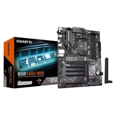 GIGABYTE B550 EAGLE WIFI6 Motherboard - AMD Ryzen 5000 G-Series CPUs, 10+3+1 Phases VRM, up to 3200MHz DDR4, 1xPCIe 4.0 + 1xPCIe 3.0 M.2, 1GbE LAN, WIFI 6, USB 3.2 Gen 2 - Thumbnail 2