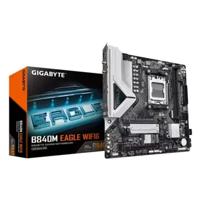 GIGABYTE B840M EAGLE WIFI6 Motherboard - AMD Ryzen 9000 CPUs, 5+2+2 Phases VRM, up to 7600MHz DDR5(O.C), 1xPCIe 4.0 + 1xPCIe 3.0 M.2, Wi-Fi 6, 2.5GbE LAN, USB 3.2 Gen 1 - Thumbnail 2