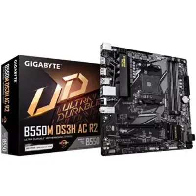 GIGABYTE B550M DS3H AC R2 Motherboard - AMD Ryzen 5000 CPUs, 5+3 Phases VRM, up to 4733MHz DDR4 (O.C.), 1xPCIe 4.0 + 1xPCIe 3.0 M.2, Wi-Fi 5, 1GbE LAN, USB 3.2 Gen 1 - Thumbnail 2
