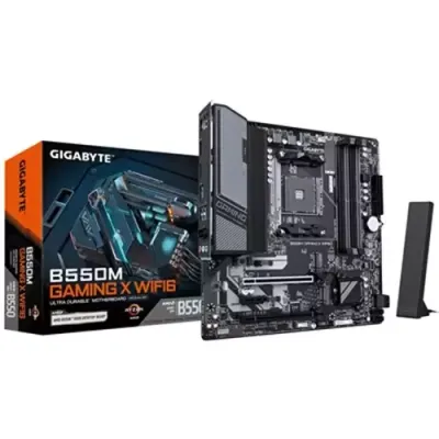 GIGABYTE B550M GAMING X WIFI6 Motherboard - AMD Ryzen 5000 CPUs, 5+3 Phases VRM, up to 3200MHz DDR4, 1xPCIe 4.0 + 1xPCIe 3.0 M.2, Wi-Fi 6, 1GbE LAN, USB 3.2 Gen 1 - Thumbnail 2