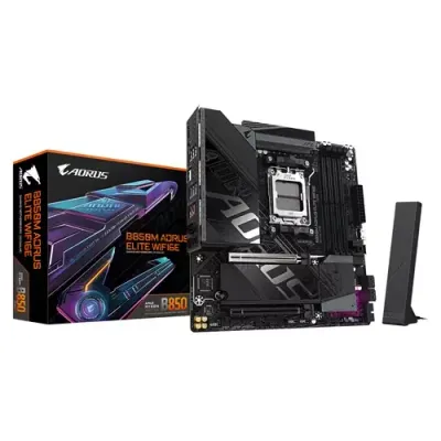 GIGABYTE B850M AORUS ELITE WIFI6E Motherboard - AMD Ryzen 9000 Series CPUs, 12+2+2 Phases Digital VRM, up to 8200MHz DDR5 (OC), 1xPCIe 5.0 + 1xPCIe 4.0 M.2, WIFI 6E, 2.5GbE LAN, USB 3.2 Gen 2 - Thumbnail 2