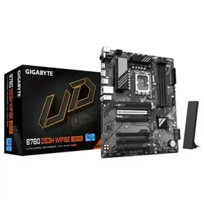 GIGABYTE B760 DS3H WIFI6E GEN5 Motherboard - Supports Intel Core 14th Gen CPUs, 8+2+1 Phases Digital VRM, up to 5600MHz DDR5, 2xPCIe 4.0 M.2, Wi-Fi 6E, 1GbE LAN, USB 3.2 Gen 2x2 - Thumbnail 2