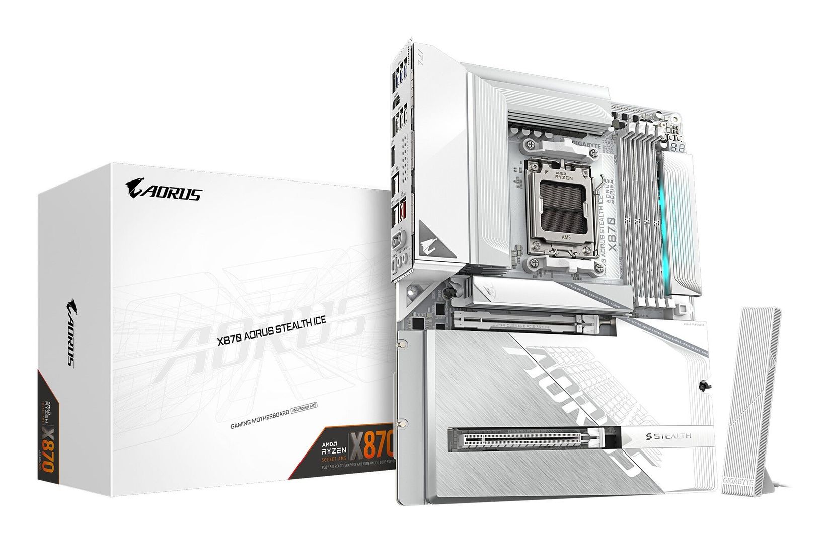 GIGABYTE X870 AORUS STEALTH ICE Motherboard - Supports AMD Ryzen 9000 - Image 1