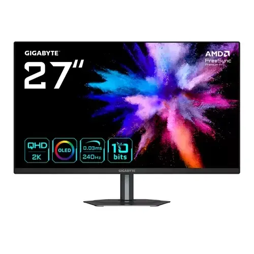 GIGABYTE GO27Q24 27 OLED 2K QHD Gaming Monitor - 2560 x 1440 240Hz 0.03ms 400 cd/m FreeSync Premium HDMI 2.0 Displayport 1.4 - Image 1