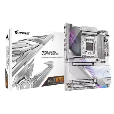 GIGABYTE X870E AORUS MASTER X3D ICE Motherboard - Supports AMD Ryzen 9000 CPUs, 18+2+2 Phases Digital VRM, up to 9000Hz DDR5 (OC), 2xPCIe 5.0 + 3xPCIe 4.0, Wi-Fi 7, 10GbE LAN, USB 4 - Thumbnail 2