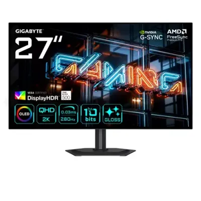GIGABYTE MO27Q28GR 27” Glossy WOLED QHD Gaming Monitor - 2560 x 1440, 280Hz, 0.03ms, 335 cd/m², Display HDR True Black 500, HDMI 2.1, Displayport 1.4 - Thumbnail 2