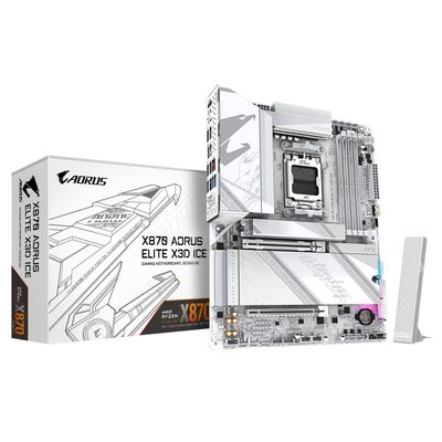 GIGABYTE X870 AORUS ELITE X3D ICE Motherboard - Supports AMD Ryzen 9000 CPUs, 16+2+2 Phases Digital VRM, up to 9000Hz DDR5 (OC), 2xPCIe 5.0 + 2xPCIe 4.0, Wi-Fi 7, 2.5GbE LAN, USB 4