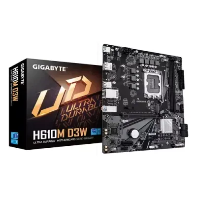 GIGABYTE H610M D3W Motherboard - Supports 14th Gen. Intel Core CPUs, 5+1+1 phases VRM, up to 5600MHz DDR5, 1xPCIe 3.0 M.2, 1GbE LAN, USB 3.2 Gen 1 - Thumbnail 2