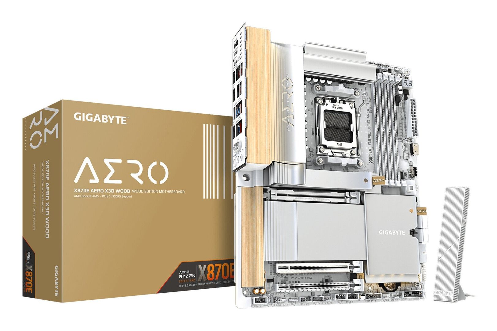 GIGABYTE X870E AERO X3D WOOD Motherboard - Supports AMD Ryzen 9000 CPU - Image 1