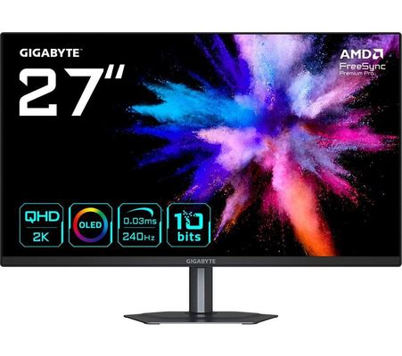 GIGABYTE GO27Q24G 27 OLED 2K QHD Gaming Monitor - 2560 x 1440 240Hz 0.03ms 275 cd/m FreeSync Premium G-Sync Compatible HDMI 2.1 Displayport 1.4 - Thumbnail 2