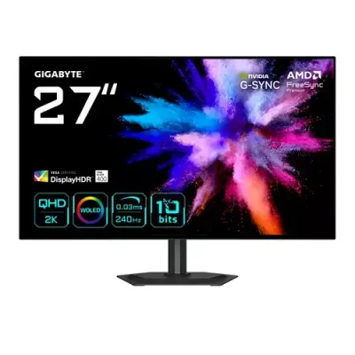 GIGABYTE GO27Q24G 27 OLED 2K QHD Gaming Monitor - 2560 x 1440 240Hz 0.03ms 275 cd/m FreeSync Premium G-Sync Compatible HDMI 2.1 Displayport 1.4