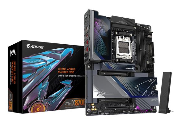 GIGABYTE X870E AORUS MASTER X3D Motherboard - Supports AMD Ryzen 9000 CPUs, 18+2+2 Phases Digital VRM, up to 9000Hz DDR5 (OC), 2xPCIe 5.0 + 3xPCIe 4.0, Wi-Fi 7, 10GbE LAN, USB 4