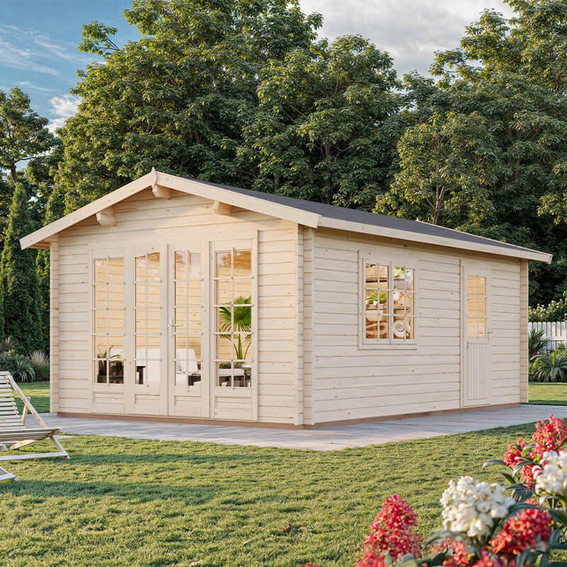 Palmako Irene 3.8m x 5.7m Log Cabin Garden Building (44mm) - Image 1