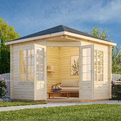 Palmako Melanie 2.8m x 2.8m Corner Summer House Log Cabin (28mm)