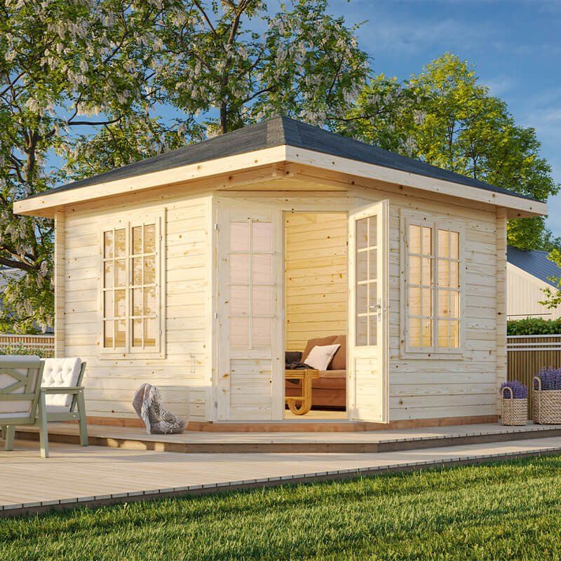Palmako Melanie 3.5m x 3.5m Corner Log Cabin Summer House (44mm) - Image 1
