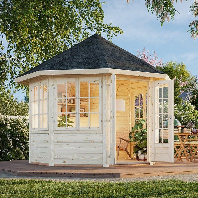 Palmako Veronica 2.9m x 2.9m Octagonal Summer House Log Cabin (28mm) - 4 Windows - Image 1