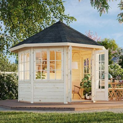 Palmako Veronica 2.9m x 2.9m Octagonal Summer House Log Cabin (28mm) - 4 Windows