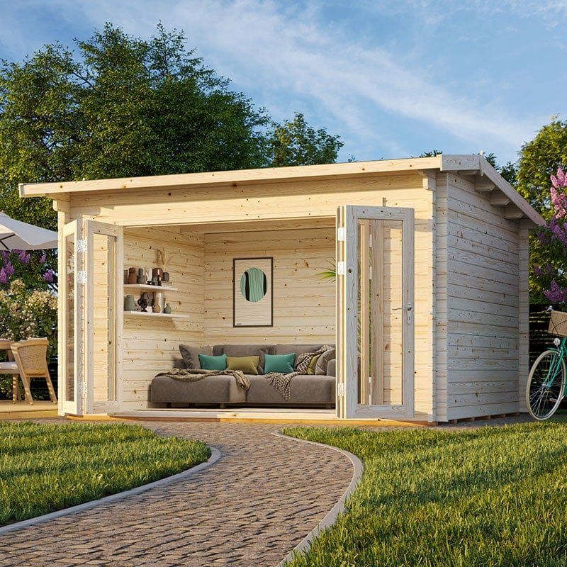 Palmako Ines 3.9m x 3m Log Cabin Garden Office (44mm) - Image 1