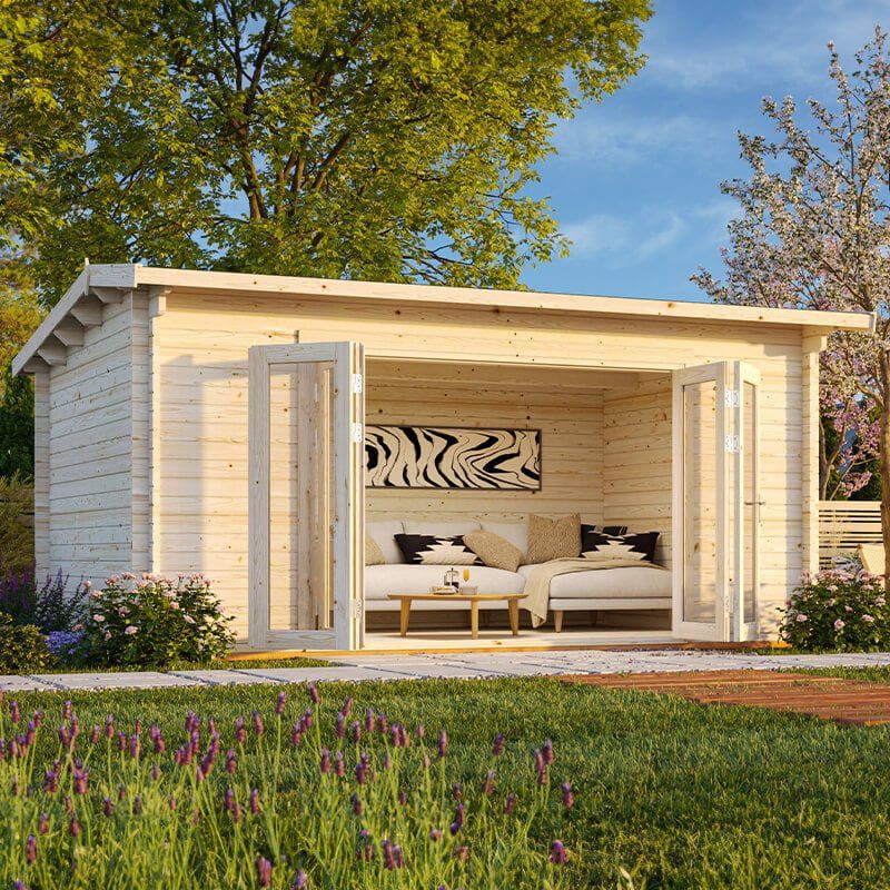 Palmako Ines 4.8m x 3m Log Cabin Garden Office (44mm) - Image 1