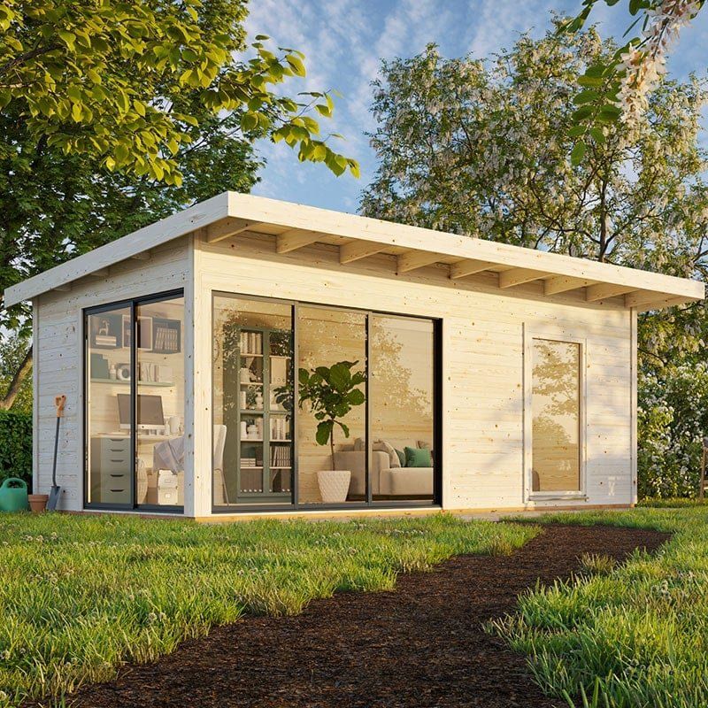 Palmako Andrea 5.95m x 3m Contemporary Log Cabin Sliding Doors (44mm) - Image 1