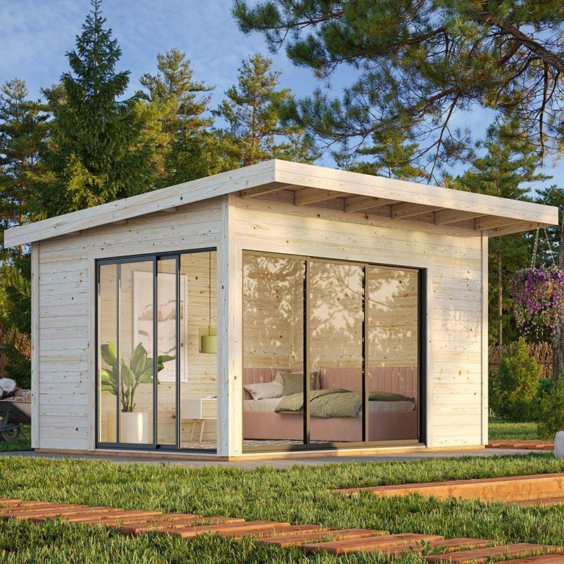 Palmako Andrea 3.9m x 3m Contemporary Log Cabin Sliding Doors (44mm) - Image 1
