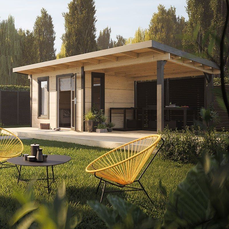 Palmako Grace 3m x 2.9m Pent Log Cabin with Gazebo (56mm) - Image 1