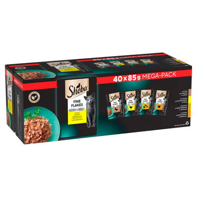 Pack of 40 Sheba Fine Flakes in Jelly Poultry Selection