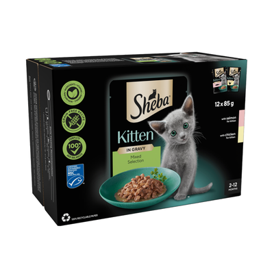 Sheba Mixed Selection Kitten Food Pouches in Gravy - 12 - Thumbnail 2