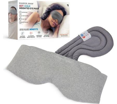 SHARPER IMAGE Weighted Hot and Cold Eye Mask, Silver/Grey
