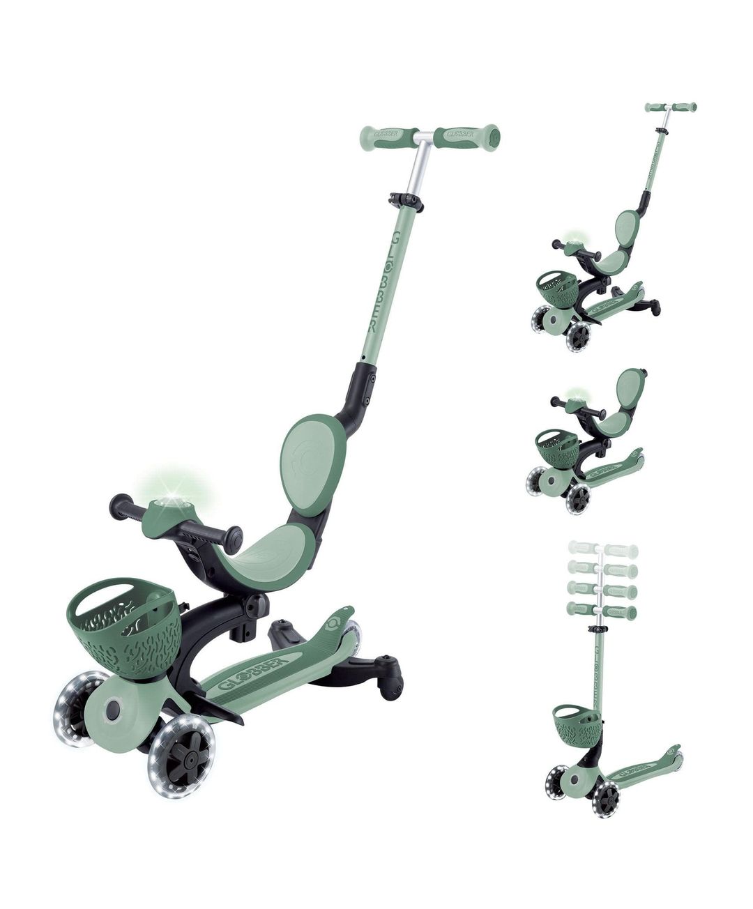 Globber Go Up Baby 360 Lights Scooter – Sage - Image 1