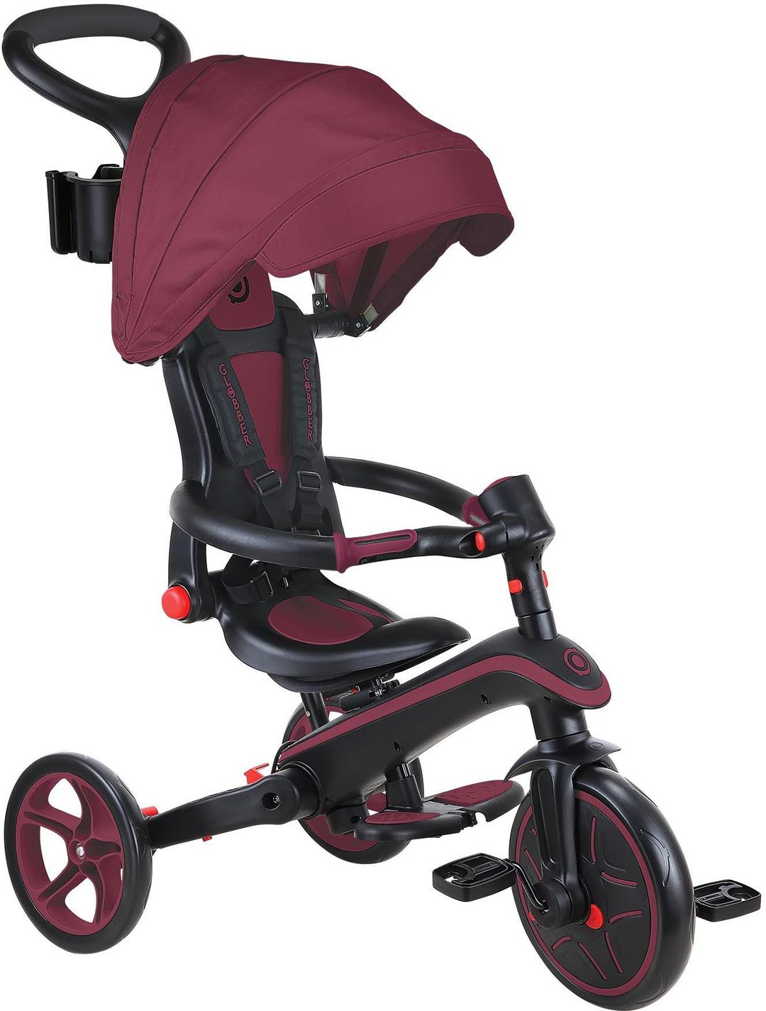 Globber Explorer Trike Foldable 4in1 - Burgundy - Image 1