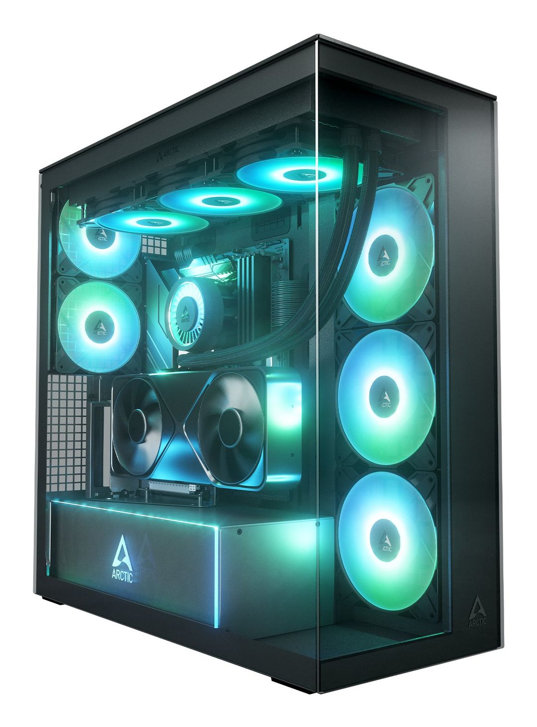 ARCTIC Xtender VG (Mirror Black) Premium E-ATX PC Case with Vertical GPU Mounting - Image 1
