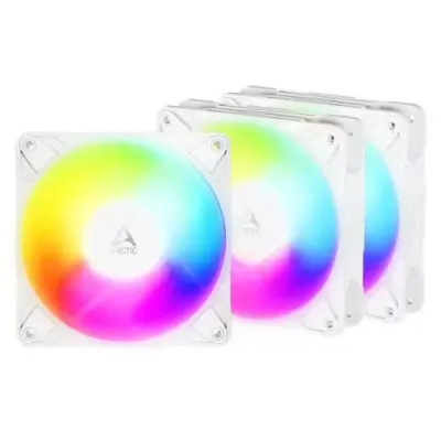 ARCTIC Freezer P12 Pro Reverse A-RGB (White) - 3 Pack - 120 mm A-RGB PWM Fan with Cable Splitter