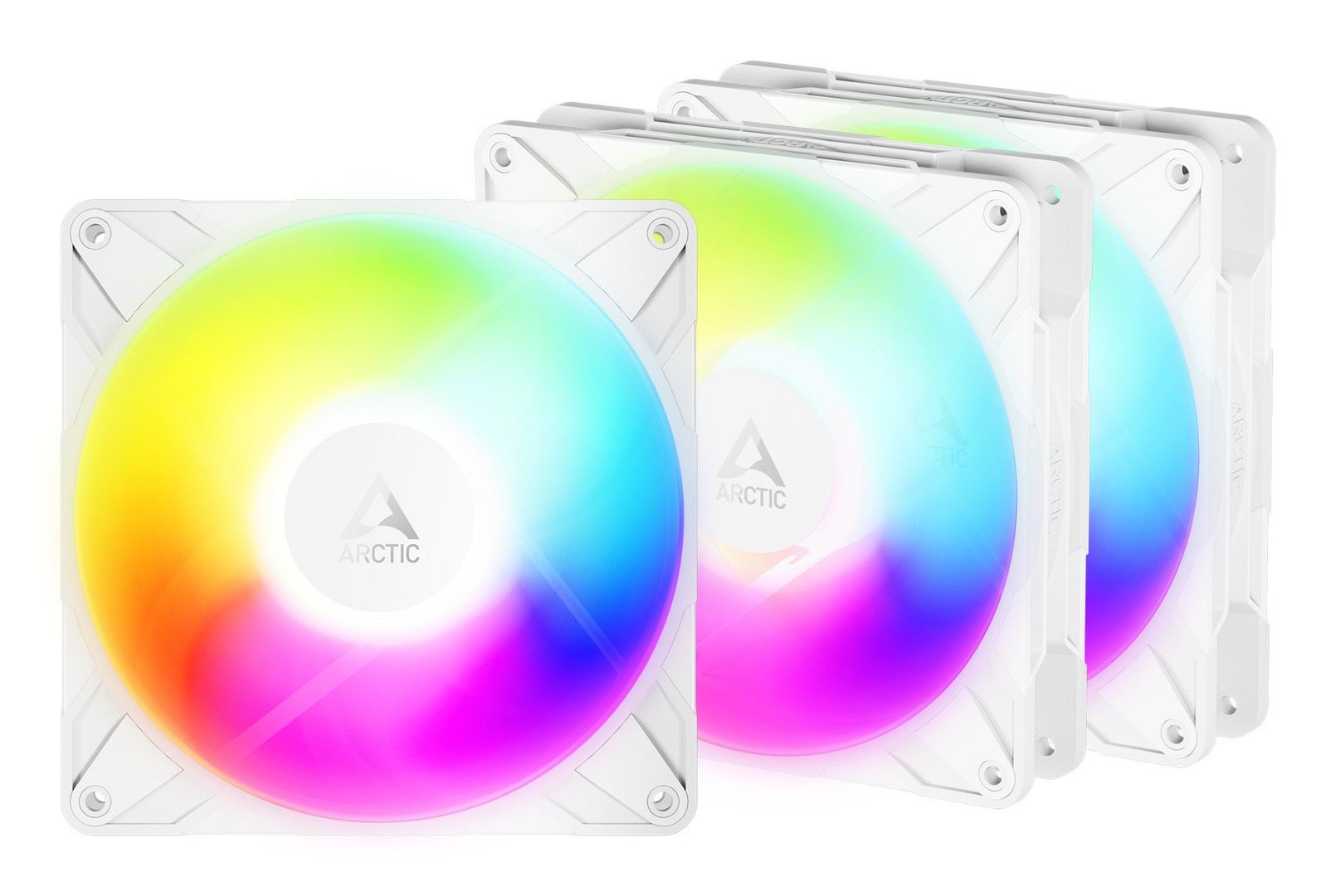ARCTIC Freezer P14 Pro Reverse A-RGB (White) - 3 Pack - 140 mm A-RGB PWM Fan with Cable Splitter - Image 1
