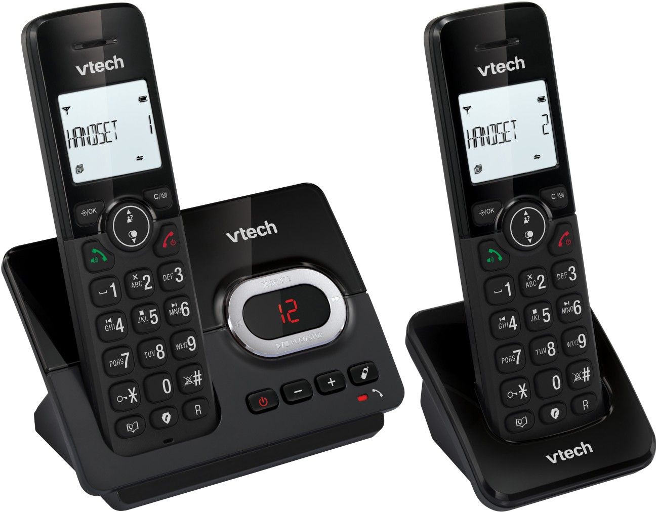 VTECH CS2051 Cordless Phone - Twin Handsets, Black, Black - Image 1