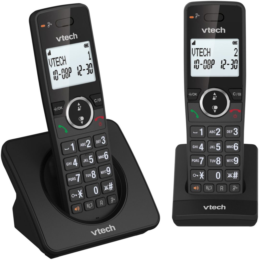 VTECH ES2001 Cordless Phone - Twin Handsets, Black, Black - Image 1