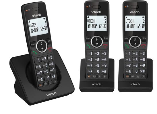 VTECH ES2002 Cordless Phone - Triple Handsets, Black, Black