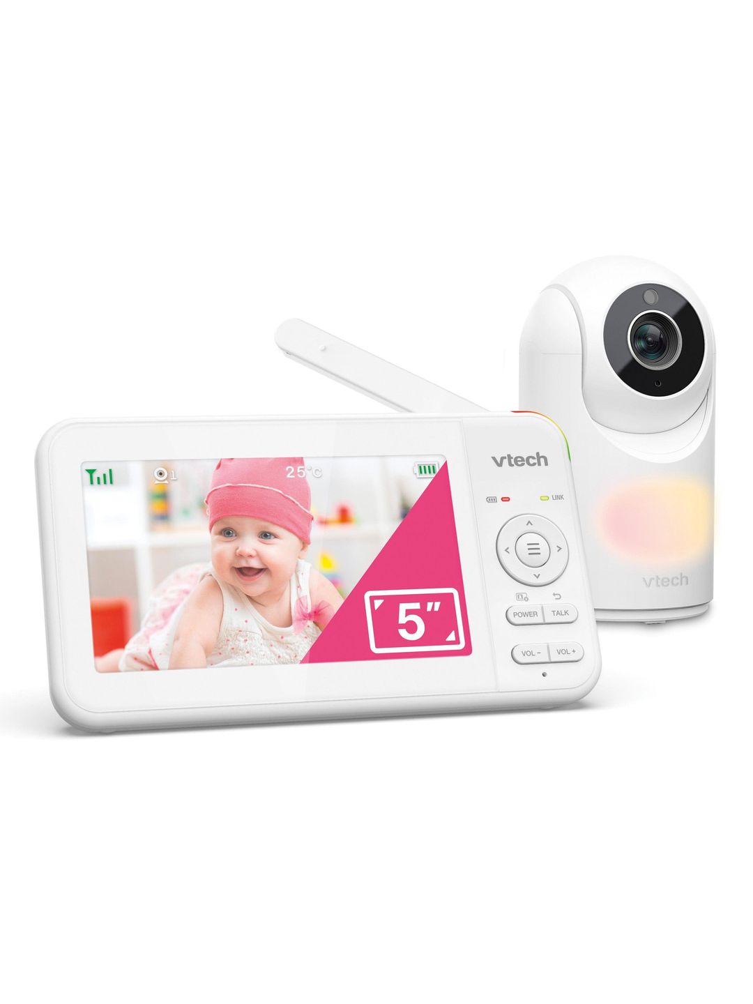 VTECH VM5467 5" Pan & Tilt Video Baby Monitor - White - Image 1