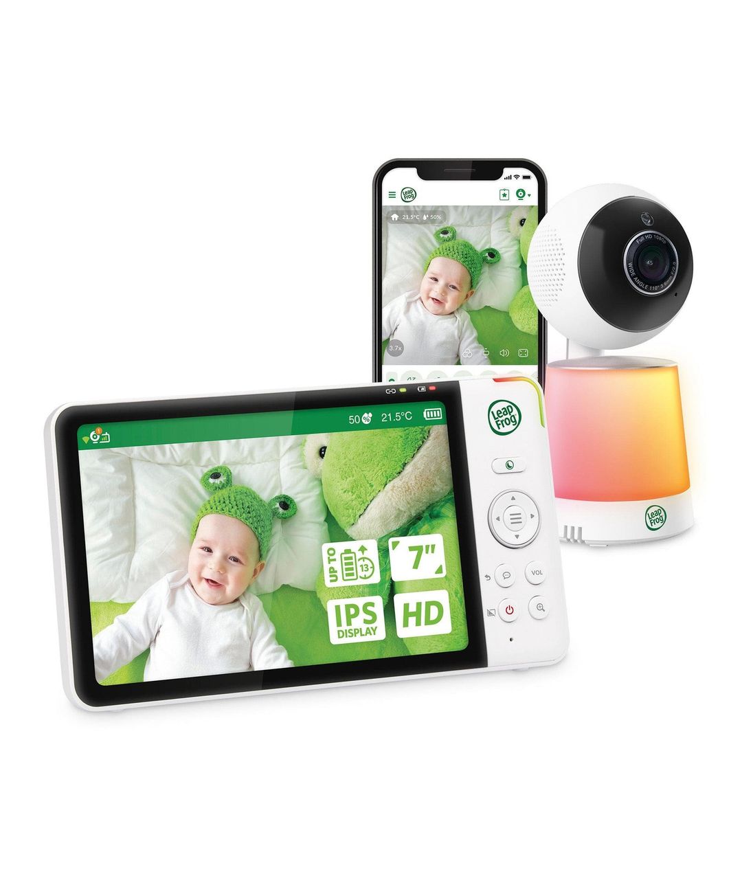 LEAPFROG LF4917HD 7" Smart Video Baby Monitor - White - Image 1