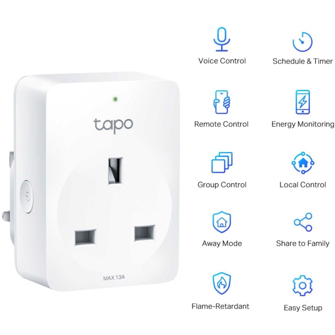 TP-Link Tapo Mini Smart Wi-Fi Socket, Energy Monitoring, 4-Pack - Image 1