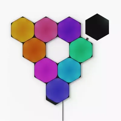 NANOLEAF Shapes Hexagon Smart Lights Starter Kit - Ultra Black, Pack of 9 - Thumbnail 2