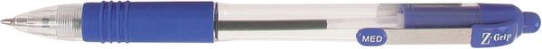 Zebra Z-Grip Retractable Ballpoint Pen 1.0mm Tip Blue (Pack 12) - 22220