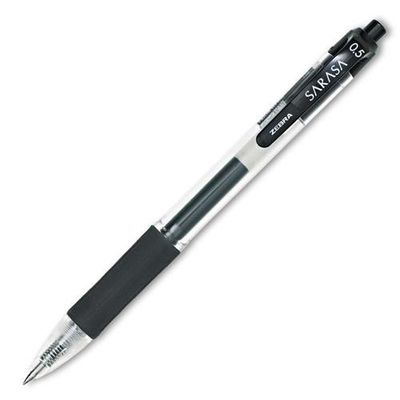 Zebra Sarasa Retractable Gel Rollerball Pen 0.5mm Tip 0.3mm Line Black (Pack 12) - 46710