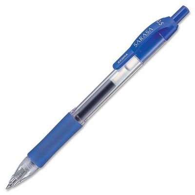 Zebra Sarasa Retractable Gel Rollerball Pen 0.5mm Tip 0.3mm Line Blue (Pack 12) - 46720