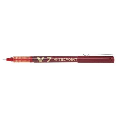 Pilot V7 Hi-Tecpoint Liquid Ink Rollerball Pen 0.7Mm Tip 0.5Mm Line Red (Pack 12) - 101101202