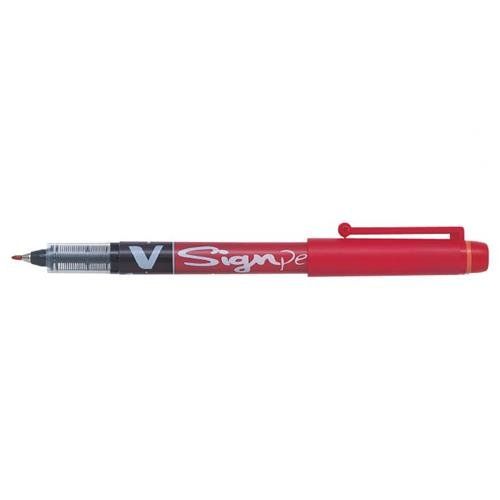 Pilot V Sign Liquid Ink Pen 2mm Tip 0.6mm Line Red (Pack 12) - 3011012 - Image 1