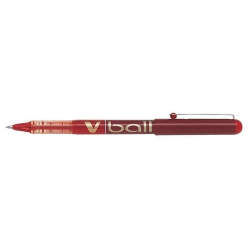 Pilot VBall Liquid Ink Rollerball Pen 0.7mm Tip 0.4mm Line Red (Pack 1 - Image 1