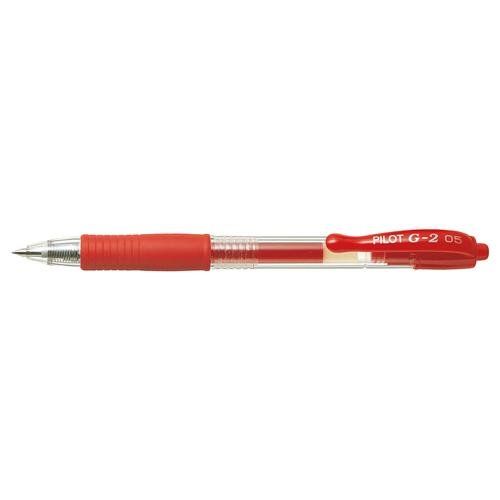 Pilot G-205 Retractable Gel Rollerball Pen 0.5mm Tip 0.32mm Line Red (Pack 12) - Image 1