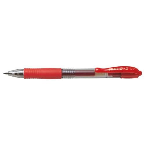 Pilot G-207 Retractable Gel Rollerball Pen 0.7mm Tip 0.39mm Line Red (Pack 12) - Image 1