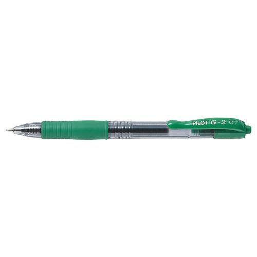 Pilot G-207 Retractable Gel Rollerball Pen 0.7mm Tip 0.39mm Line Green (Pack 12) - Image 1